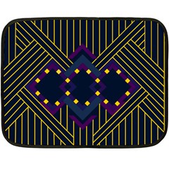 Line Square Pattern Violet Blue Yellow Design Fleece Blanket (mini) by Ravend