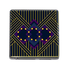 Line Square Pattern Violet Blue Yellow Design Memory Card Reader (square 5 Slot)