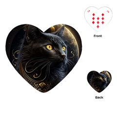 Ai Generated Cat Moon Feline Cute Playing Cards Single Design (heart)