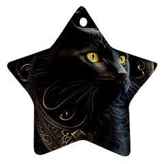 Ai Generated Cat Moon Feline Cute Star Ornament (two Sides)