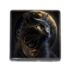 Ai Generated Cat Moon Feline Cute Memory Card Reader (square 5 Slot)