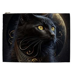 Ai Generated Cat Moon Feline Cute Cosmetic Bag (xxl) by Ravend