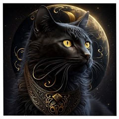 Ai Generated Cat Moon Feline Cute Wooden Puzzle Square