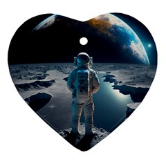 Ai Generated Space Astronaut Universe Moon Earth Ornament (heart)