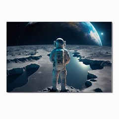 Ai Generated Space Astronaut Universe Moon Earth Postcard 4 x 6  (pkg Of 10) by Ravend