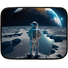 Ai Generated Space Astronaut Universe Moon Earth One Side Fleece Blanket (mini)