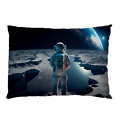 Ai Generated Space Astronaut Universe Moon Earth Pillow Case (two Sides) by Ravend