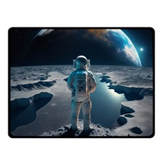 Ai Generated Space Astronaut Universe Moon Earth Fleece Blanket (small)