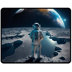 Ai Generated Space Astronaut Universe Moon Earth Fleece Blanket (medium)