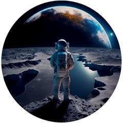 Ai Generated Space Astronaut Universe Moon Earth Uv Print Round Tile Coaster