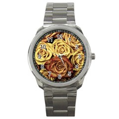 Flowers Roses Plant Bloom Blossom Sport Metal Watch by Ravend