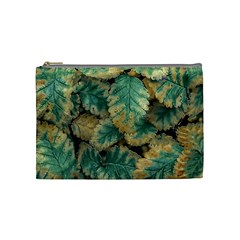 Colored Close Up Plants Leaves Pattern Cosmetic Bag (medium) by dflcprintsclothing