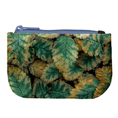 Colored Close Up Plants Leaves Pattern Large Coin Purse by dflcprintsclothing