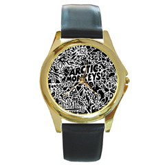 Arctic Monkeys Digital Wallpaper Pattern No People Creativity Round Gold Metal Watch