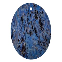 Blue Abstract Texture Print Oval Ornament (two Sides) by dflcprintsclothing