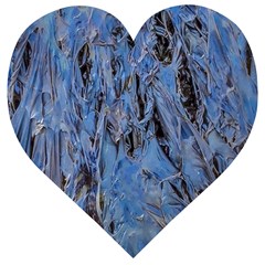 Blue Abstract Texture Print Wooden Puzzle Heart by dflcprintsclothing