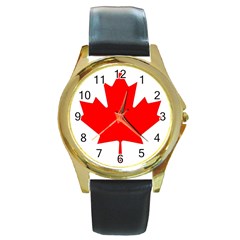 Canada Flag Canadian Flag View Round Gold Metal Watch by Ravend