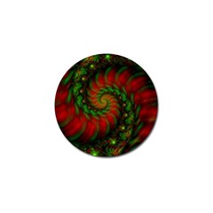 Fractal Green Red Spiral Happiness Vortex Spin Golf Ball Marker (4 Pack)