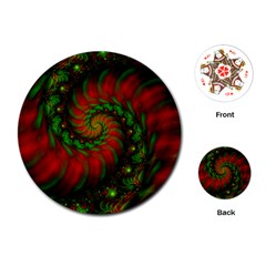 Fractal Green Red Spiral Happiness Vortex Spin Playing Cards Single Design (round) by Ravend