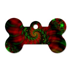 Fractal Green Red Spiral Happiness Vortex Spin Dog Tag Bone (one Side) by Ravend