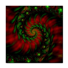 Fractal Green Red Spiral Happiness Vortex Spin Face Towel by Ravend