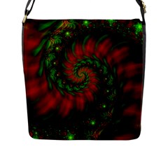 Fractal Green Red Spiral Happiness Vortex Spin Flap Closure Messenger Bag (l) by Ravend