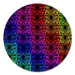 Rainbow Grid Form Abstract Background Graphic Magnet 5  (round) by Ravend