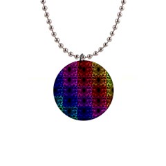 Rainbow Grid Form Abstract Background Graphic 1  Button Necklace by Ravend