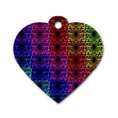 Rainbow Grid Form Abstract Background Graphic Dog Tag Heart (two Sides)