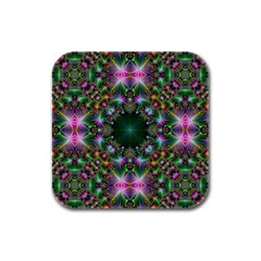 Kaleidoscope Digital Kaleidoscope Fractal Mirrored Rubber Square Coaster (4 Pack)