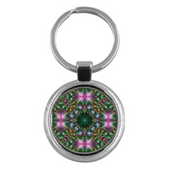 Kaleidoscope Digital Kaleidoscope Fractal Mirrored Key Chain (round)