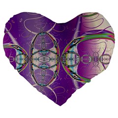 Abstract Colorful Art Pattern Design Fractal Large 19  Premium Flano Heart Shape Cushions