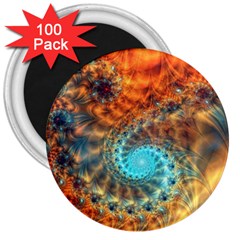 Fractal Math Abstract Mysterious Mystery Vortex 3  Magnets (100 Pack)