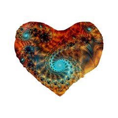 Fractal Math Abstract Mysterious Mystery Vortex Standard 16  Premium Flano Heart Shape Cushions