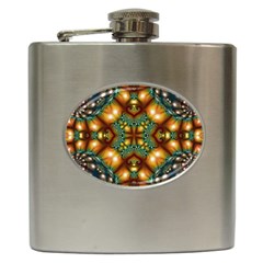 Background Abstract Fractal Annotation Texture Hip Flask (6 Oz) by Ravend