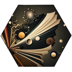 Space Futuristic Technology Digital Ai Generated Wooden Puzzle Hexagon by Ravend