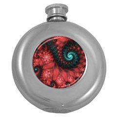 Fractal Spiral Vortex Pattern Art Digital Round Hip Flask (5 Oz)