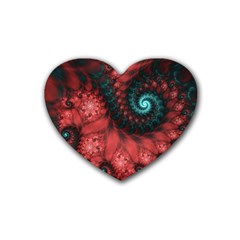 Fractal Spiral Vortex Pattern Art Digital Rubber Heart Coaster (4 Pack)