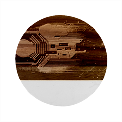 Technology Design Tech Computer Future Business Marble Wood Coaster (round) by Ravend