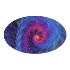 Fractal Fractals Spiral Vortex Blue Dark Art Oval Magnet