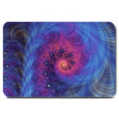 Fractal Fractals Spiral Vortex Blue Dark Art Large Doormat