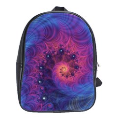 Fractal Fractals Spiral Vortex Blue Dark Art School Bag (large)