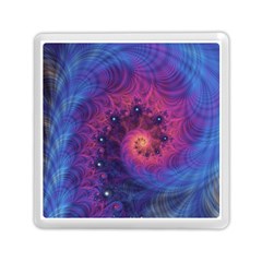 Fractal Fractals Spiral Vortex Blue Dark Art Memory Card Reader (square)