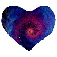 Fractal Fractals Spiral Vortex Blue Dark Art Large 19  Premium Heart Shape Cushions