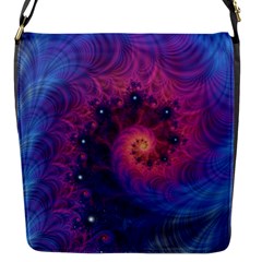 Fractal Fractals Spiral Vortex Blue Dark Art Flap Closure Messenger Bag (s) by Ravend