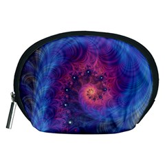 Fractal Fractals Spiral Vortex Blue Dark Art Accessory Pouch (medium) by Ravend