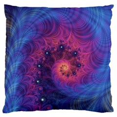 Fractal Fractals Spiral Vortex Blue Dark Art Large Premium Plush Fleece Cushion Case (one Side)