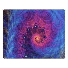 Fractal Fractals Spiral Vortex Blue Dark Art Premium Plush Fleece Blanket (large)