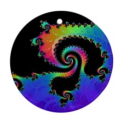 Fractal Spiral Vortex Swirl Whirlpool Math Round Ornament (two Sides) by Ravend