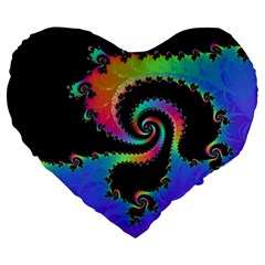 Fractal Spiral Vortex Swirl Whirlpool Math Large 19  Premium Heart Shape Cushions by Ravend